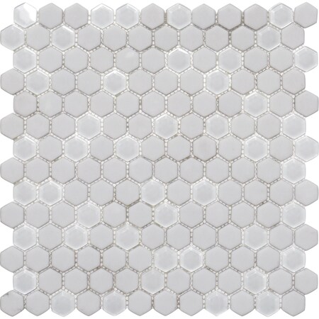 Apollo Tile White Recycled Glass Hex 4.92 sq.ft 11.8 in. x12 in. Glass Mosaic Tile, 5PK APLVRE9901EC58